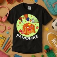 This pancake REALLY loves syrup! Funny anime food pun Kids T-Shirt thumb 3