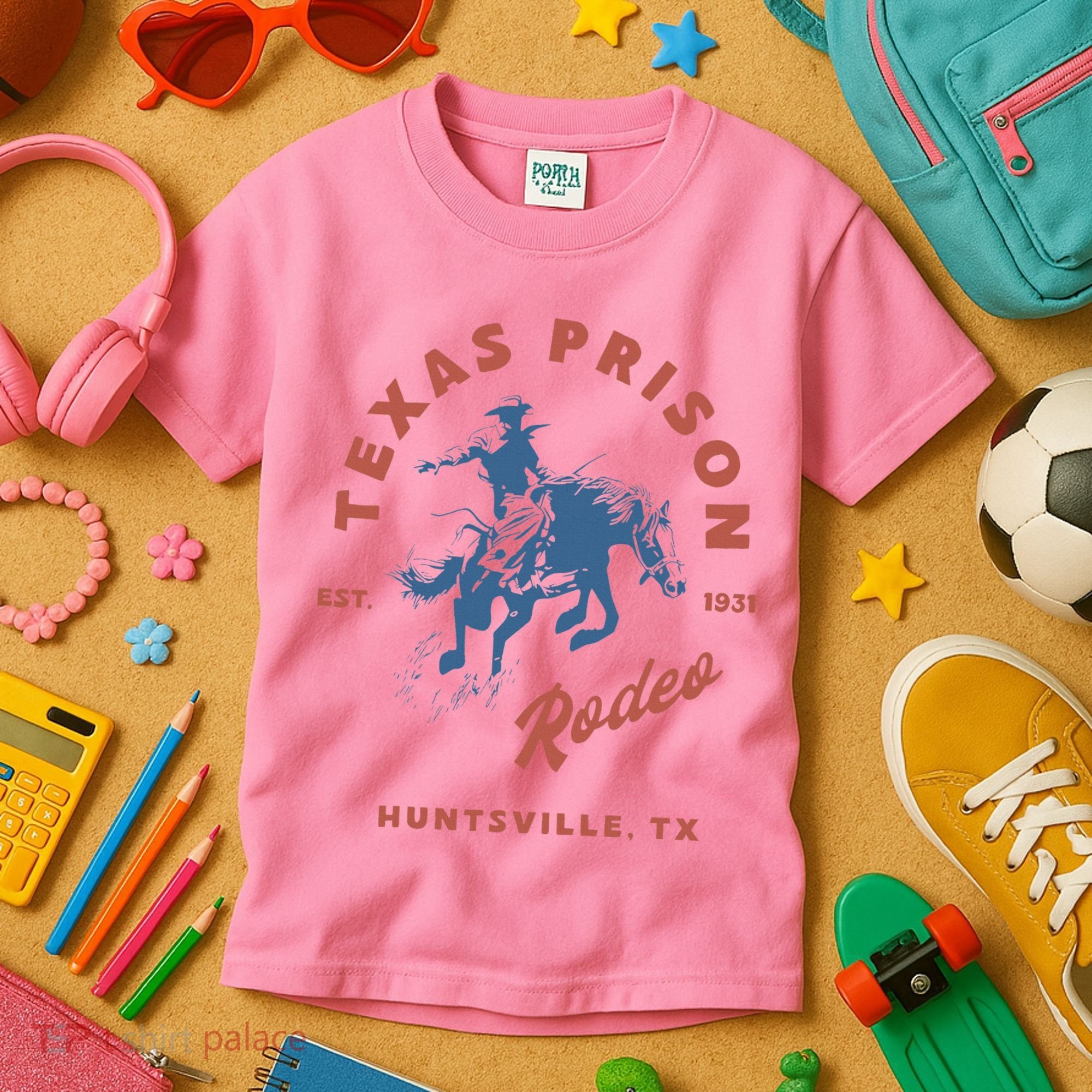 Texas Prison Rodeo Cowboy Western Kids T-Shirt