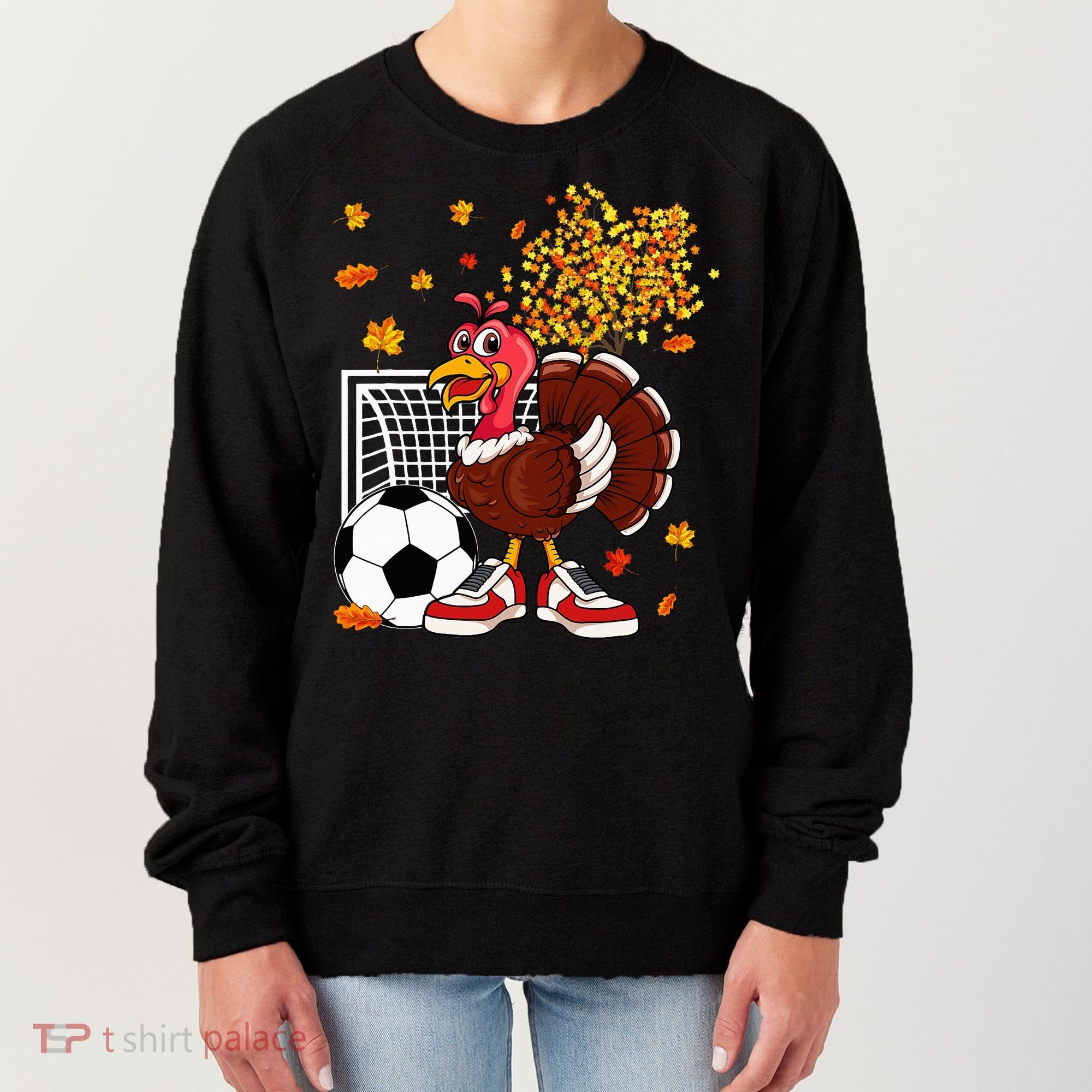 Turkey Playing Soccer Thanksgiving Player Coach Fall Lover Women's Sweatshirt