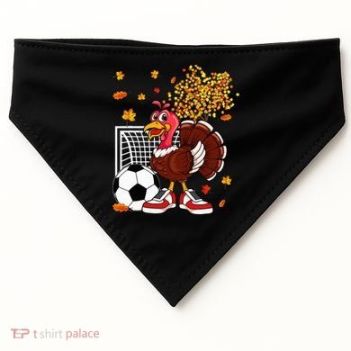 Turkey Playing Soccer Thanksgiving Player Coach Fall Lover USA-Made Doggie Bandana