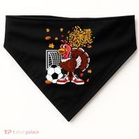 Turkey Playing Soccer Thanksgiving Player Coach Fall Lover USA-Made Doggie Bandana thumb 0