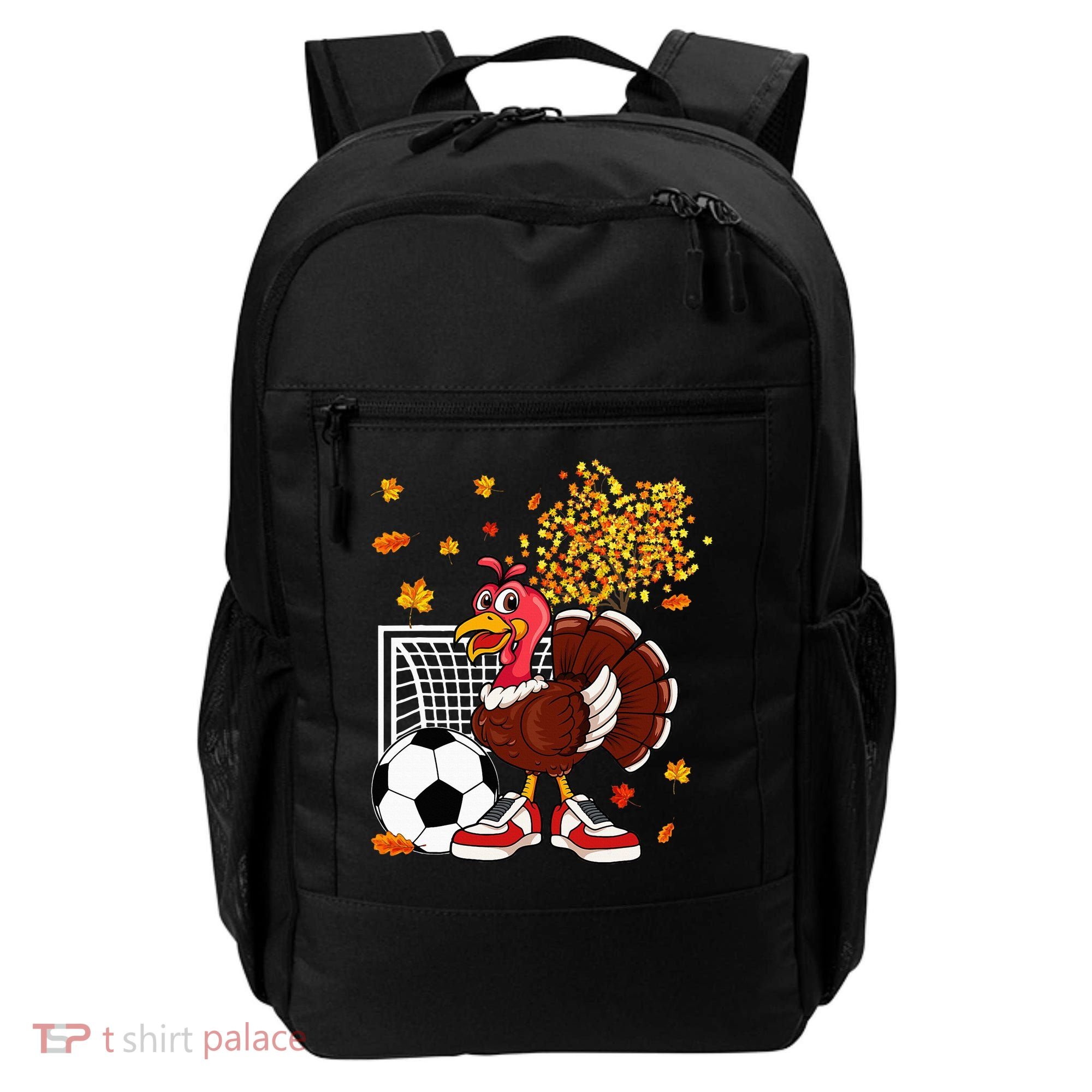 Turkey Playing Soccer Thanksgiving Player Coach Fall Lover Backpack
