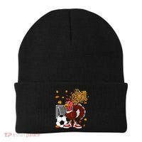 Turkey Playing Soccer Thanksgiving Player Coach Fall Lover Beanie thumb 0