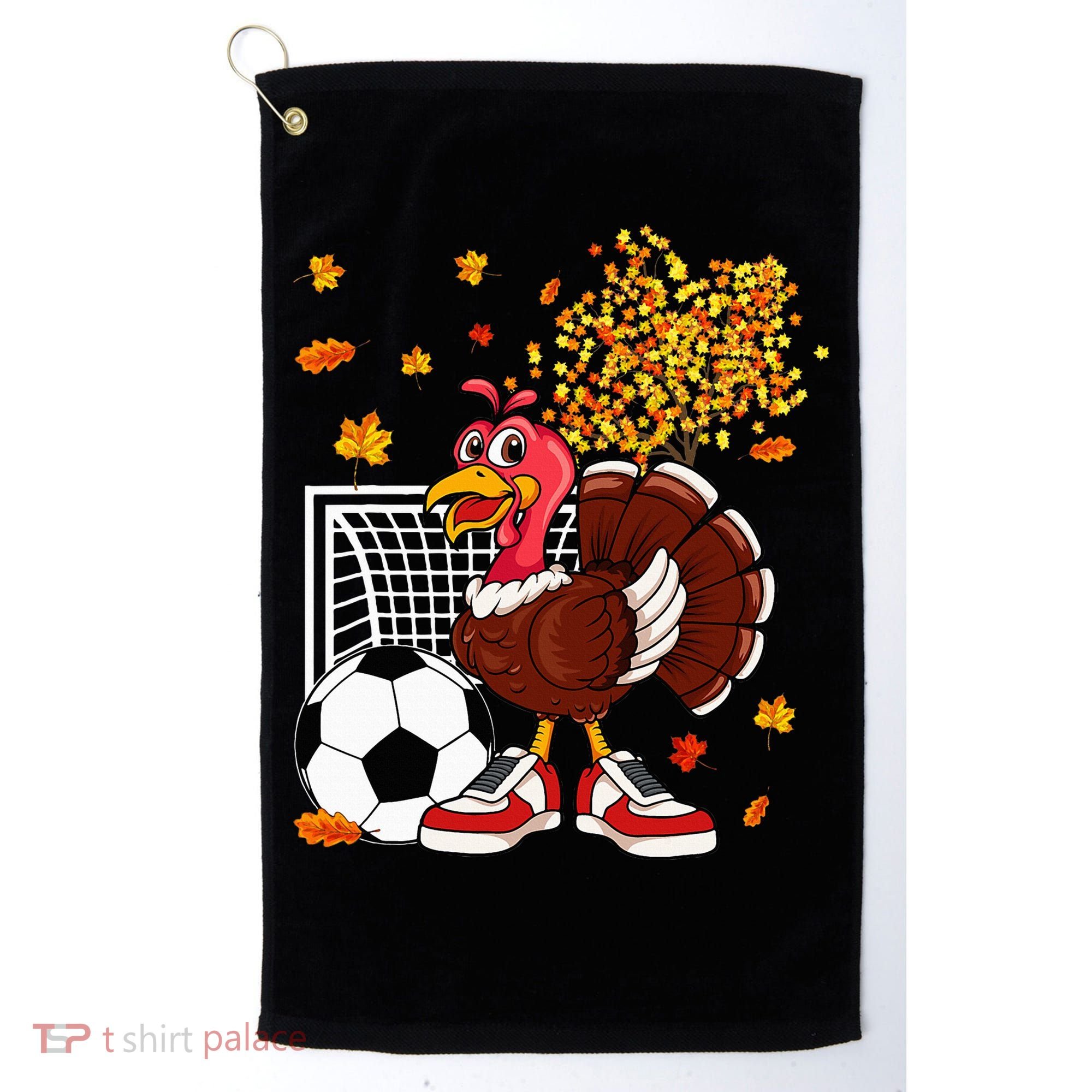 Turkey Playing Soccer Thanksgiving Player Coach Fall Lover Golf Towel
