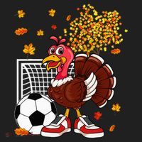Turkey Playing Soccer Thanksgiving Player Coach Fall Lover Golf Towel thumb 3