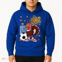Turkey Playing Soccer Thanksgiving Player Coach Fall Lover Hoodie thumb 2