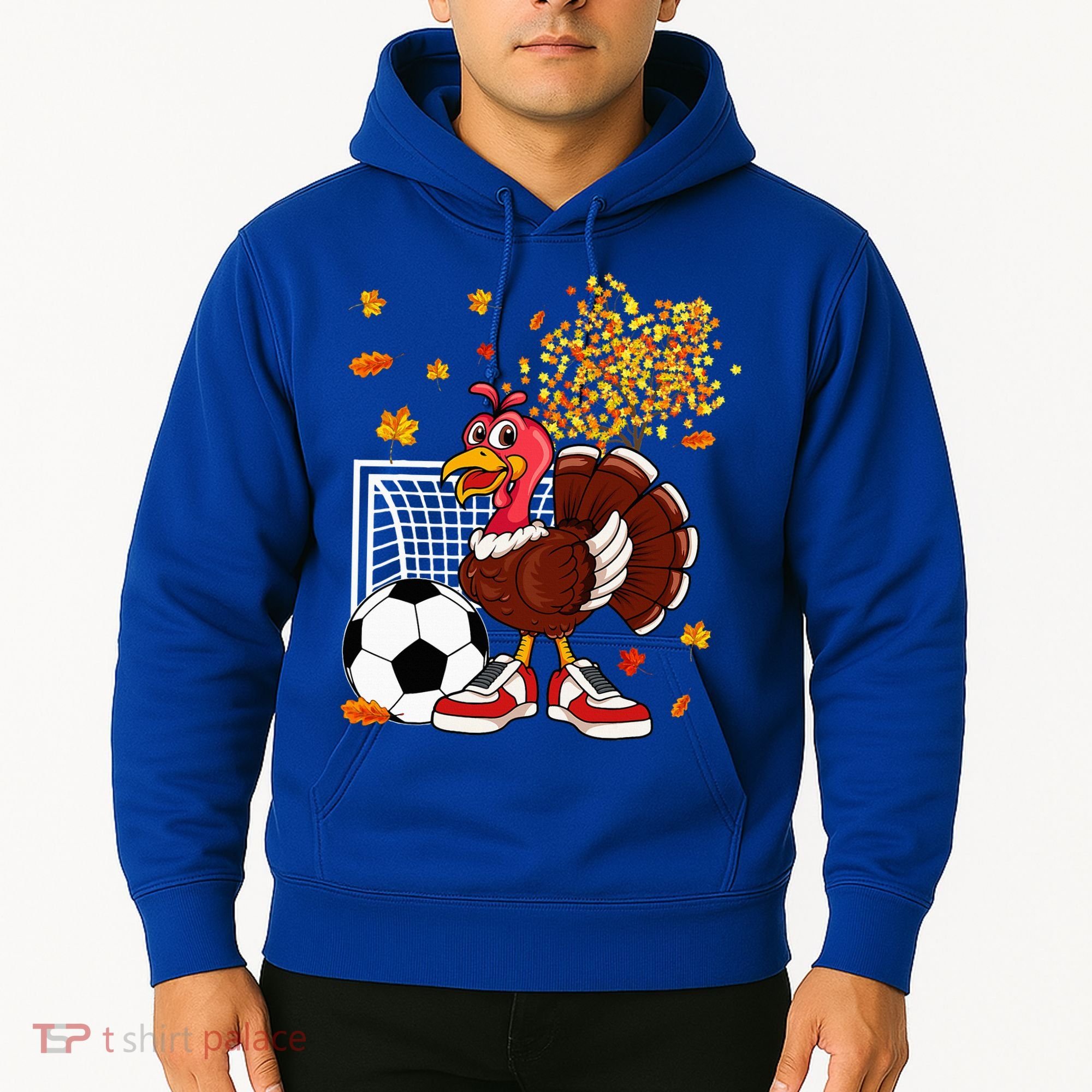 Turkey Playing Soccer Thanksgiving Player Coach Fall Lover Hoodie