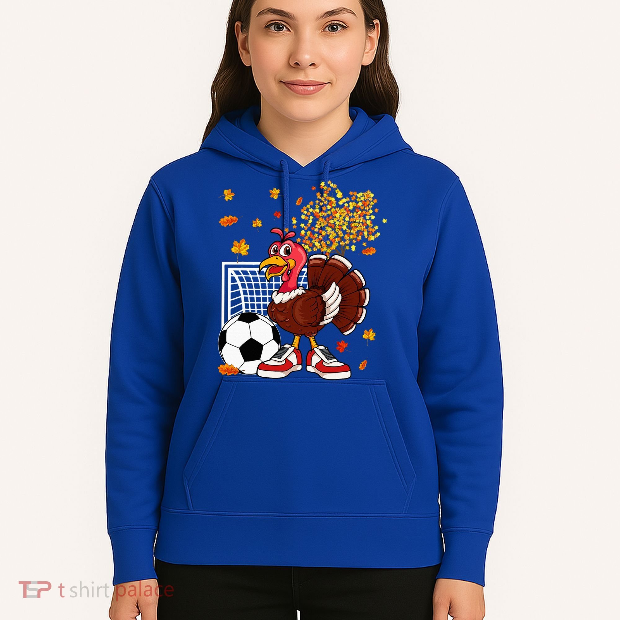 Turkey Playing Soccer Thanksgiving Player Coach Fall Lover Hoodie