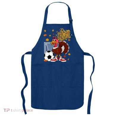 Turkey Playing Soccer Thanksgiving Player Coach Fall Lover Apron