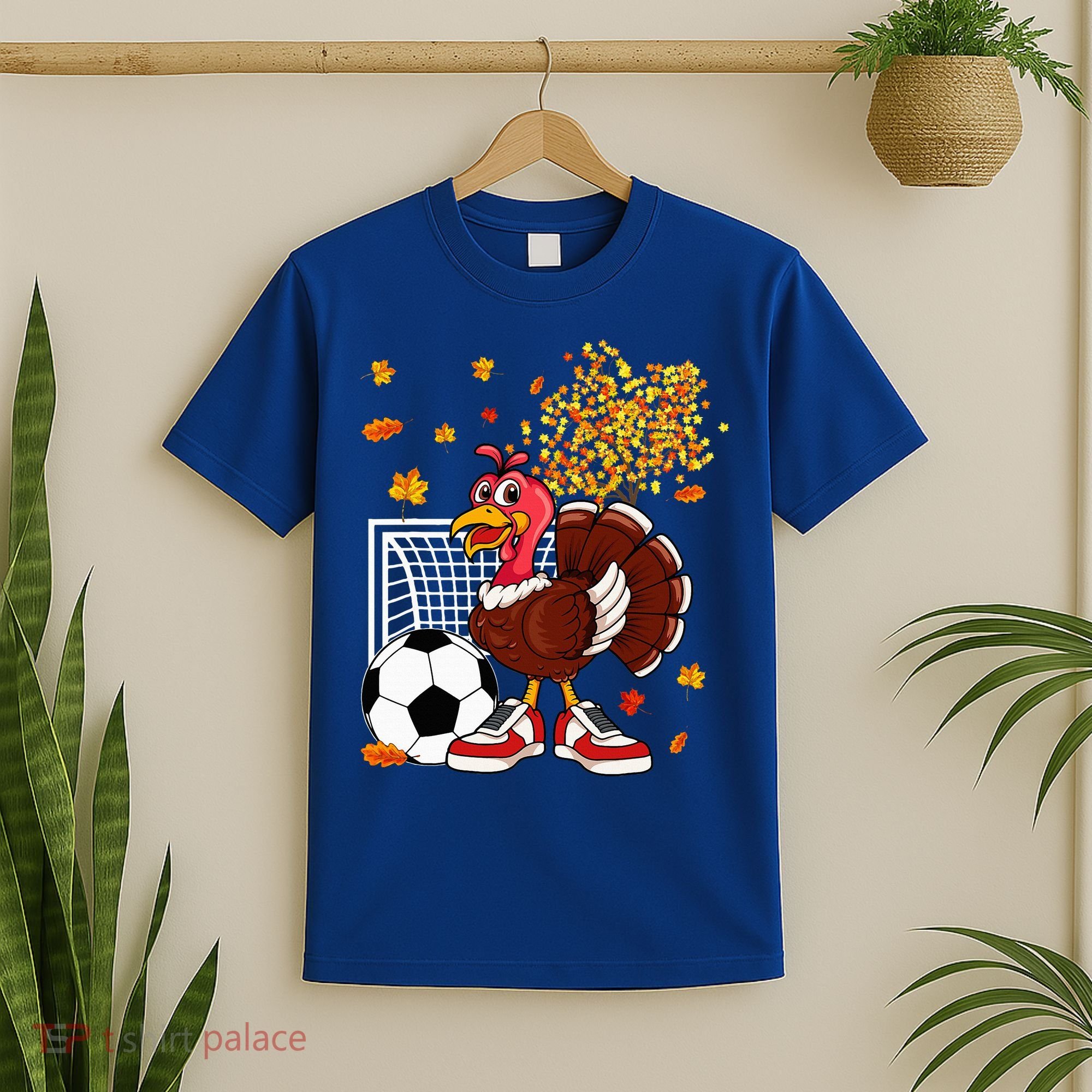 Turkey Playing Soccer Thanksgiving Player Coach Fall Lover T-Shirt