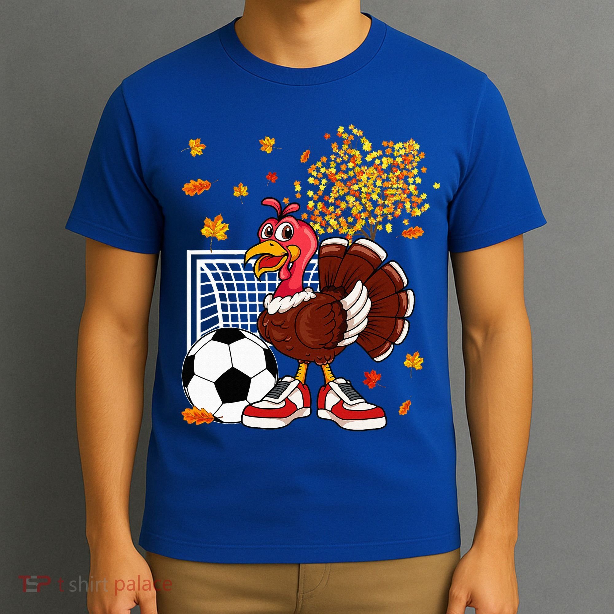 Turkey Playing Soccer Thanksgiving Player Coach Fall Lover T-Shirt