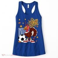 Turkey Playing Soccer Thanksgiving Player Coach Fall Lover Women's Tank Top thumb 0