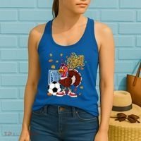 Turkey Playing Soccer Thanksgiving Player Coach Fall Lover Women's Tank Top thumb 2