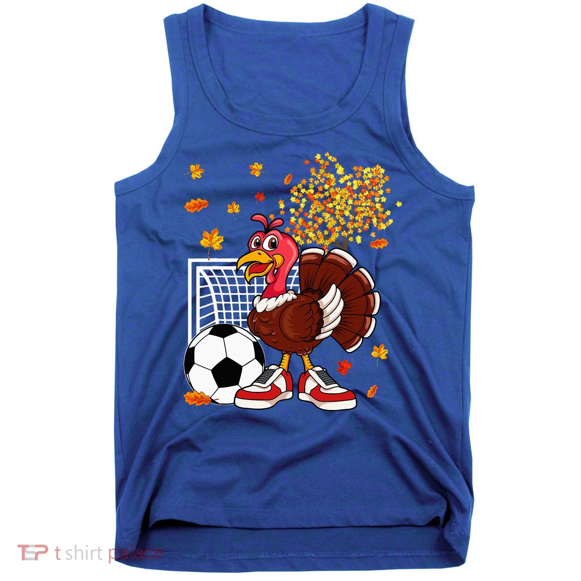 Turkey Playing Soccer Thanksgiving Player Coach Fall Lover Tank Top