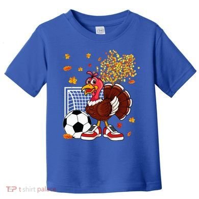 Turkey Playing Soccer Thanksgiving Player Coach Fall Lover Toddler T-Shirt