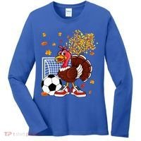 Turkey Playing Soccer Thanksgiving Player Coach Fall Lover Women's Long Sleeve Shirt thumb 0