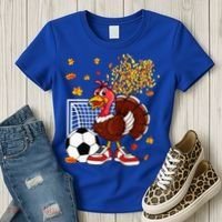 Turkey Playing Soccer Thanksgiving Player Coach Fall Lover Women's T-Shirt thumb 3