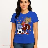 Turkey Playing Soccer Thanksgiving Player Coach Fall Lover Women's T-Shirt thumb 4