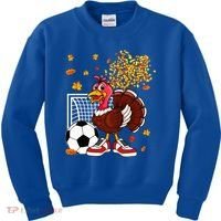 Turkey Playing Soccer Thanksgiving Player Coach Fall Lover Kids Sweatshirt thumb 0
