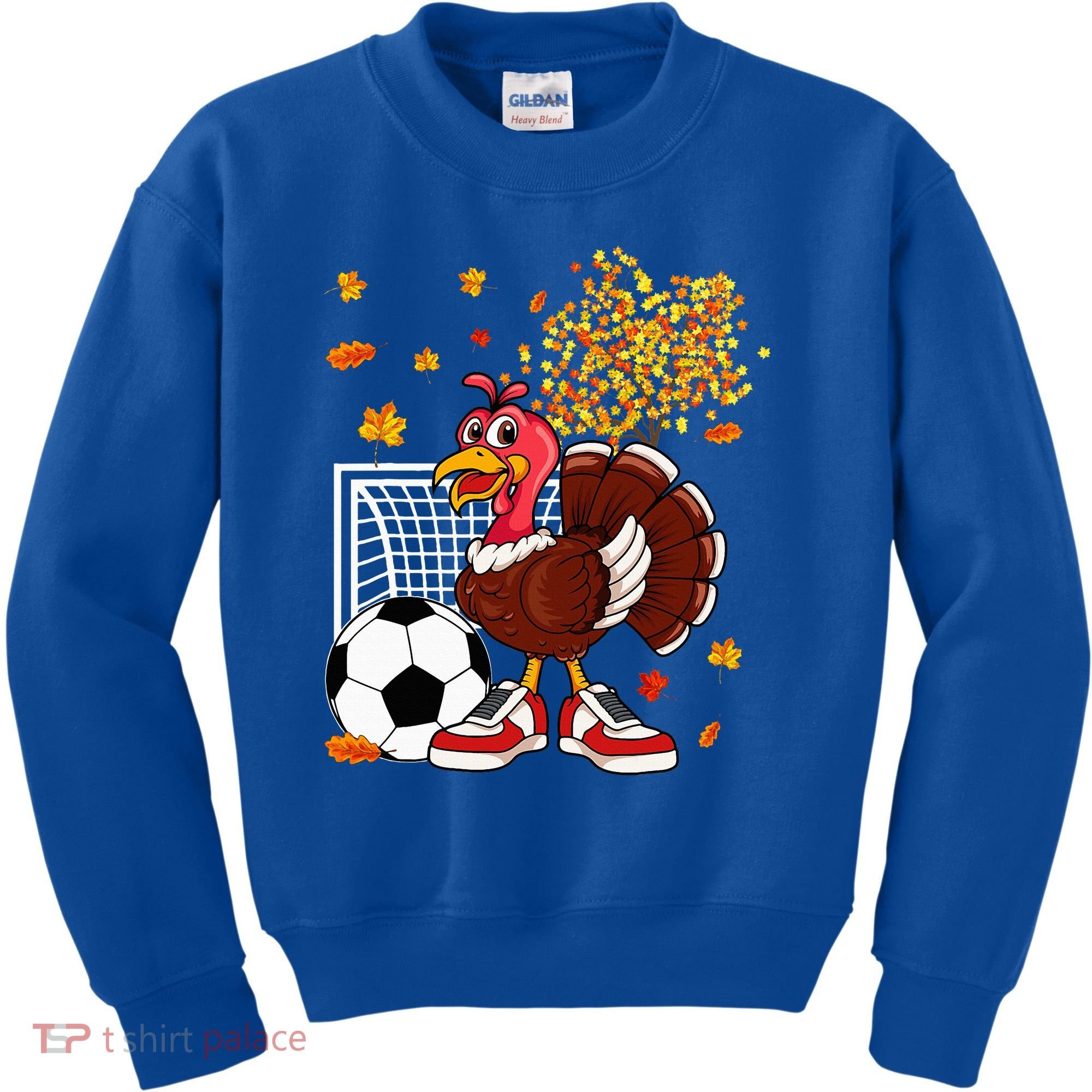 Turkey Playing Soccer Thanksgiving Player Coach Fall Lover Kids Sweatshirt