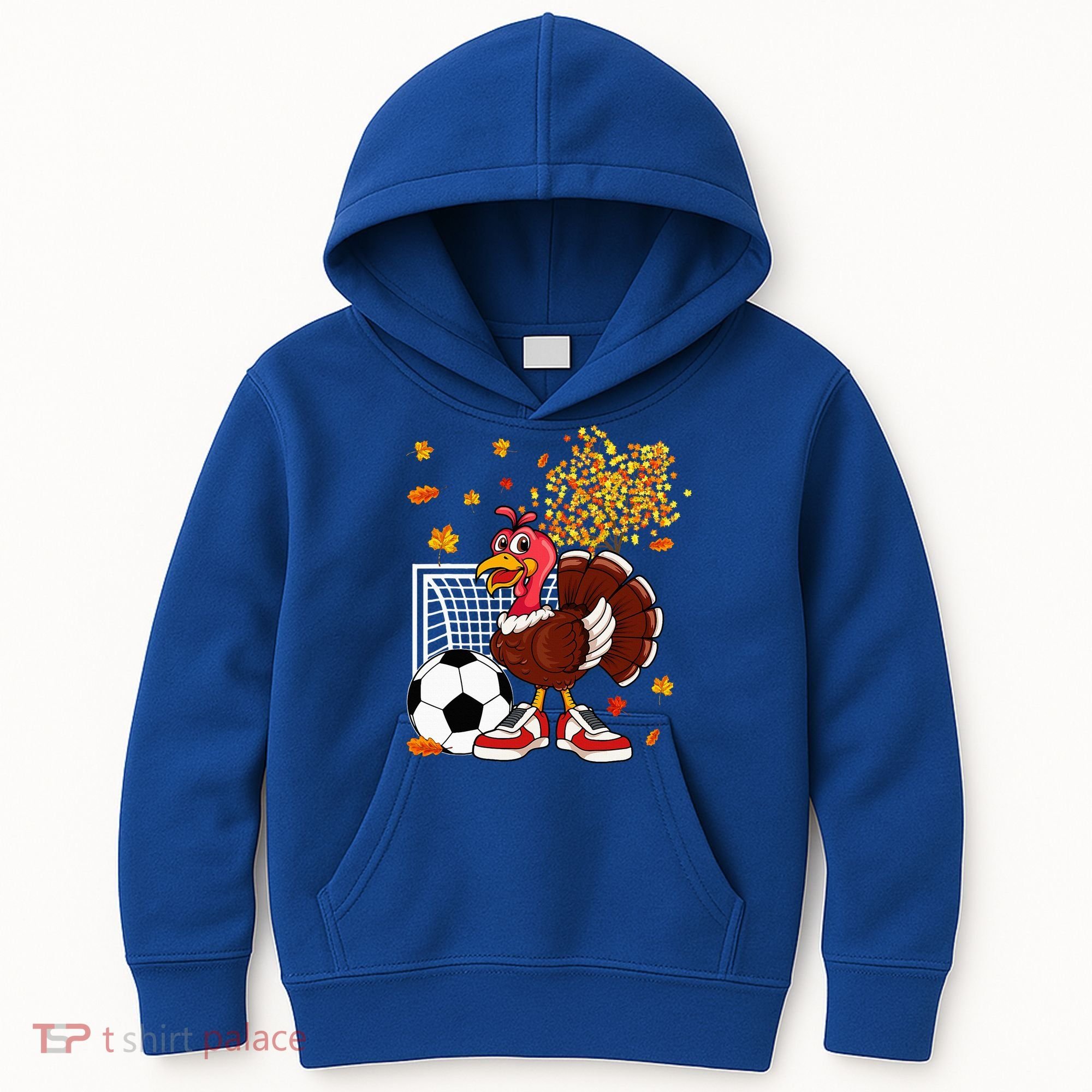 Turkey Playing Soccer Thanksgiving Player Coach Fall Lover Kids Hoodie