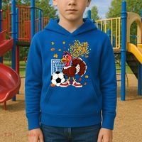 Turkey Playing Soccer Thanksgiving Player Coach Fall Lover Kids Hoodie thumb 2