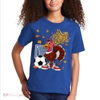 Turkey Playing Soccer Thanksgiving Player Coach Fall Lover Kids T-Shirt thumb 2