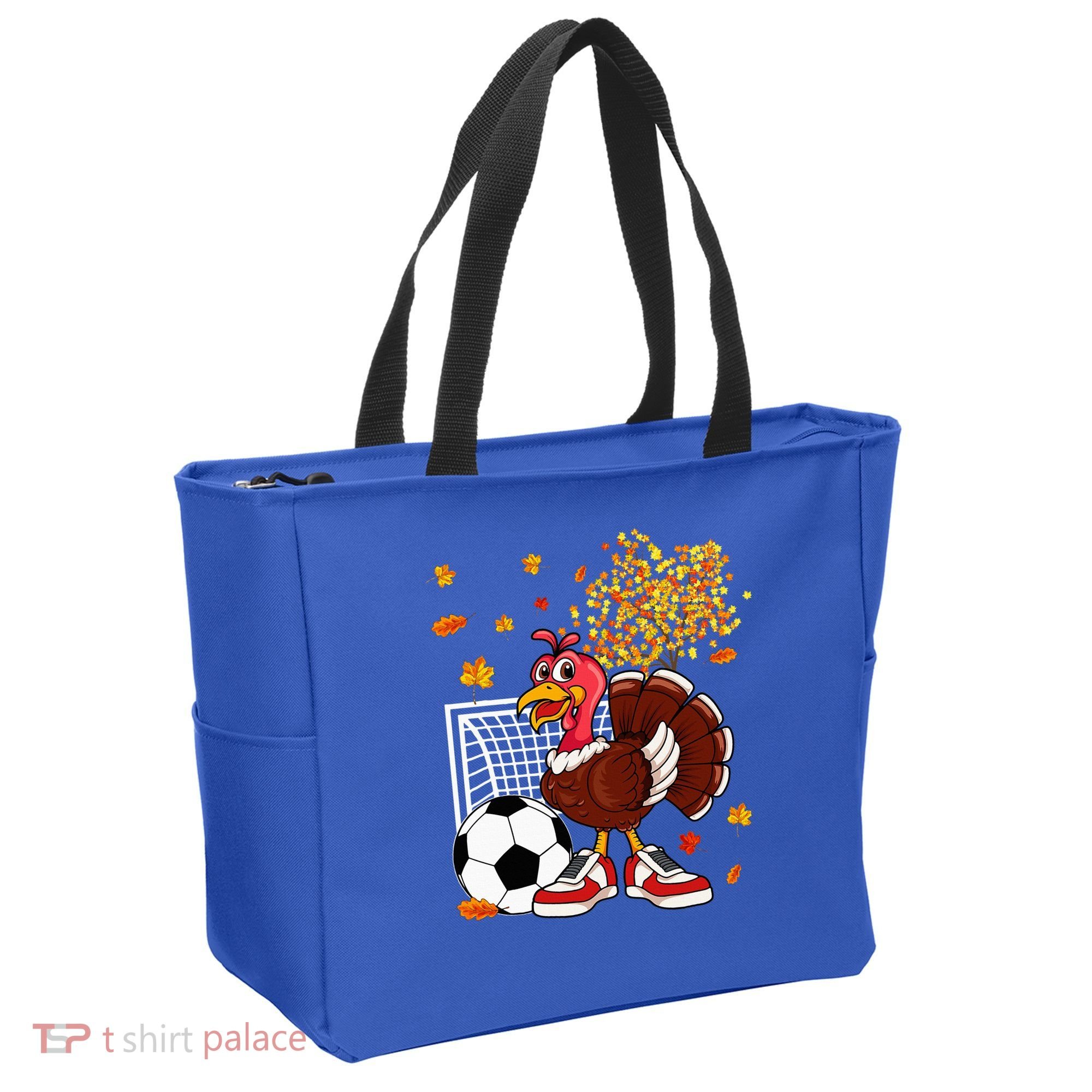 Turkey Playing Soccer Thanksgiving Player Coach Fall Lover Tote Bag
