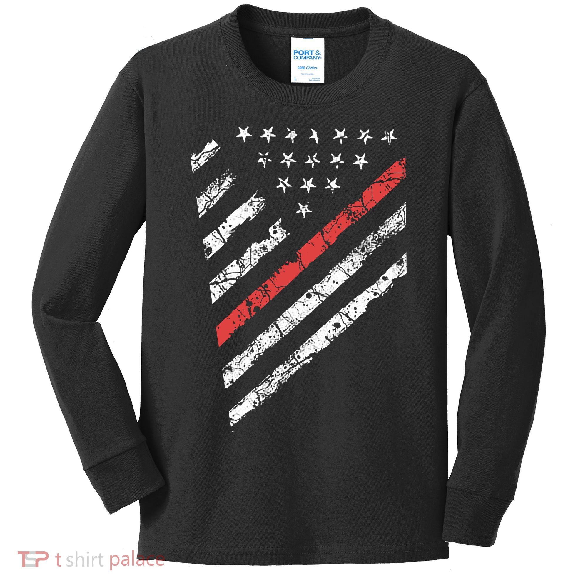 Tactical Pro Supply Patriotic American Flag Kids Long Sleeve Shirt