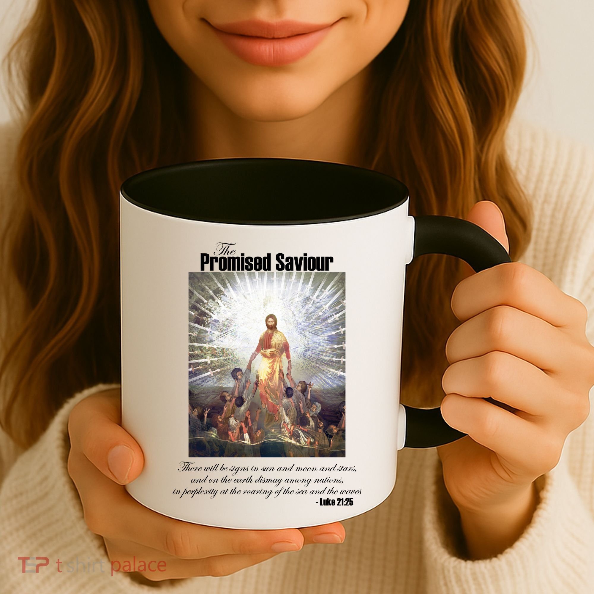 The Promised Saviour Luke Bible Quote Jesus Pray For Peace Coffee Mug