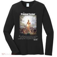 The Promised Saviour Luke Bible Quote Jesus Pray For Peace Women's Long Sleeve Shirt thumb 0