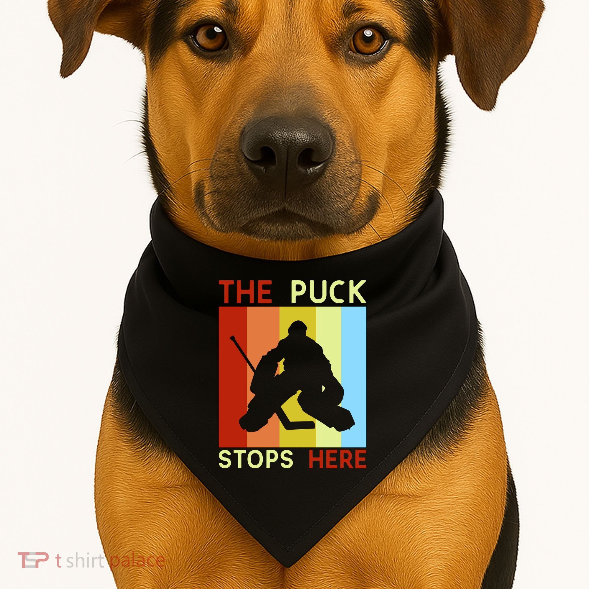 The Puck Stops Here Funny Hockey Goalie USA-Made Doggie Bandana