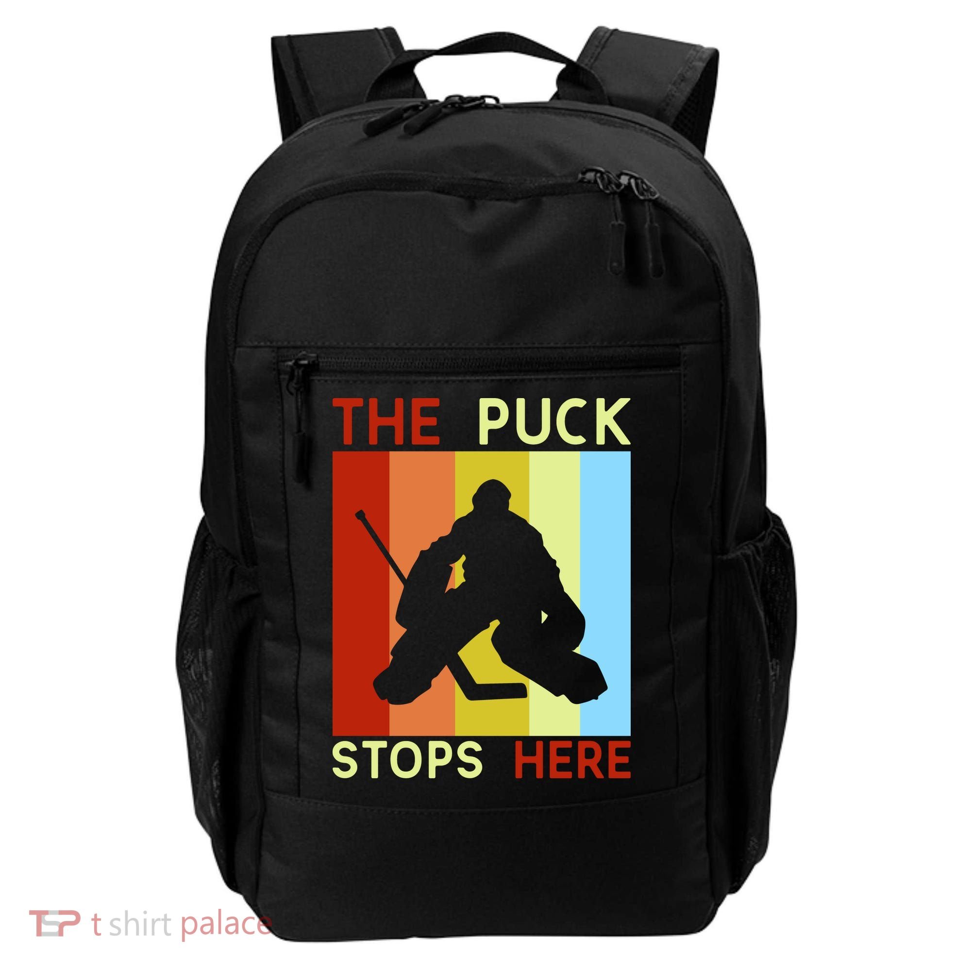 The Puck Stops Here Funny Hockey Goalie Backpack