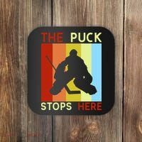 The Puck Stops Here Funny Hockey Goalie Coaster thumb 0