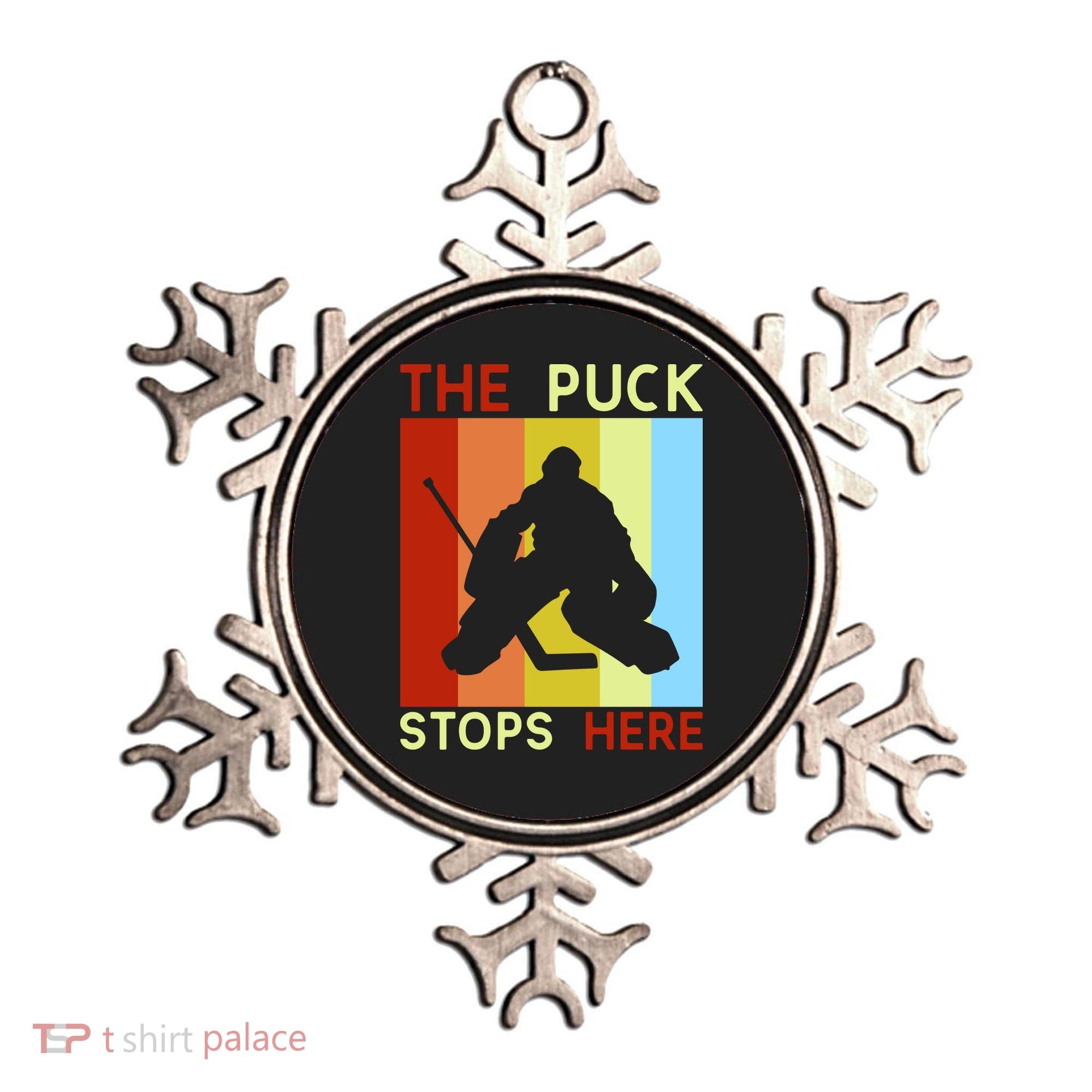 The Puck Stops Here Funny Hockey Goalie Ornament