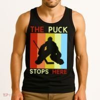 The Puck Stops Here Funny Hockey Goalie Tank Top thumb 3