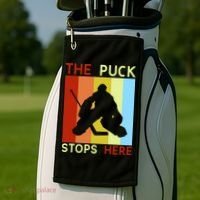 The Puck Stops Here Funny Hockey Goalie Golf Towel thumb 2