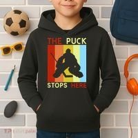 The Puck Stops Here Funny Hockey Goalie Kids Hoodie thumb 2