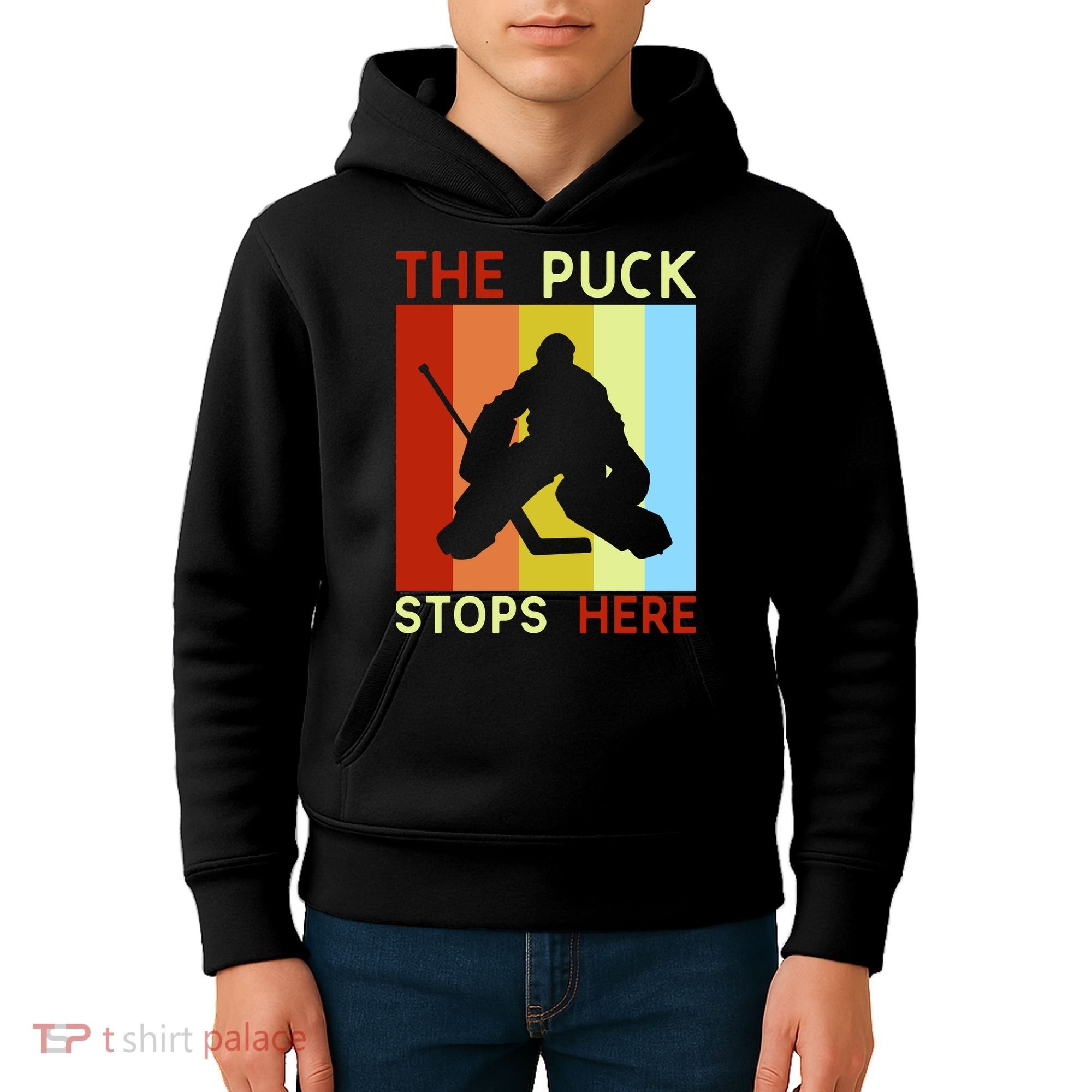The Puck Stops Here Funny Hockey Goalie Kids Hoodie