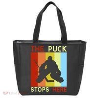 The Puck Stops Here Funny Hockey Goalie Tote Bag thumb 0