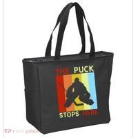 The Puck Stops Here Funny Hockey Goalie Tote Bag thumb 2
