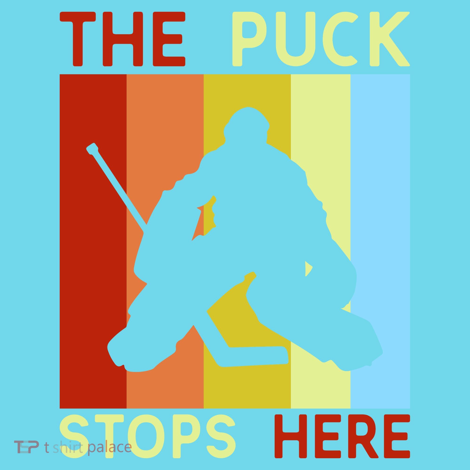 The Puck Stops Here Funny Hockey Goalie Kids Long Sleeve Shirt