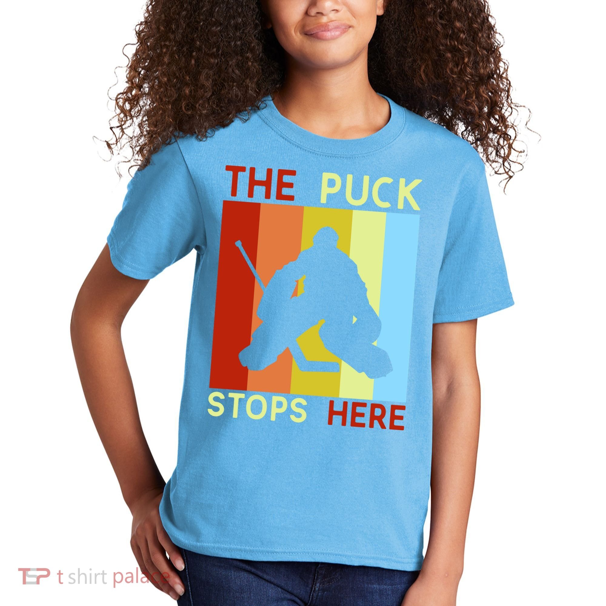 The Puck Stops Here Funny Hockey Goalie Kids T-Shirt