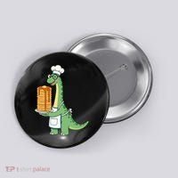 The Pancake Saurus Cute Funny Dinosaur Button thumb 0