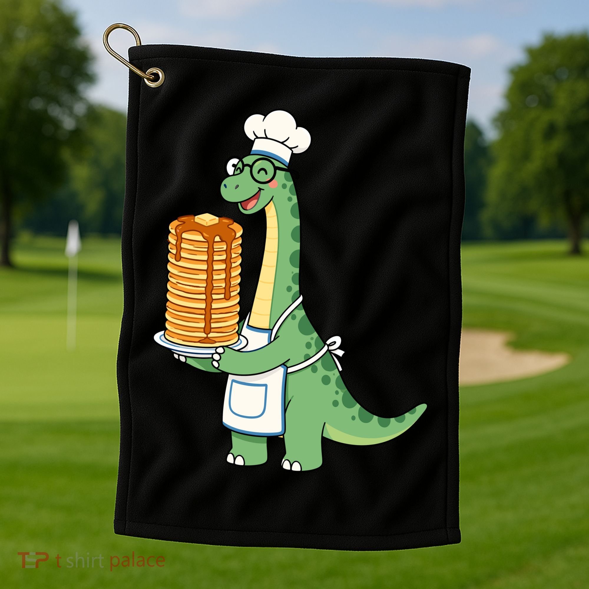 The Pancake Saurus Cute Funny Dinosaur Golf Towel