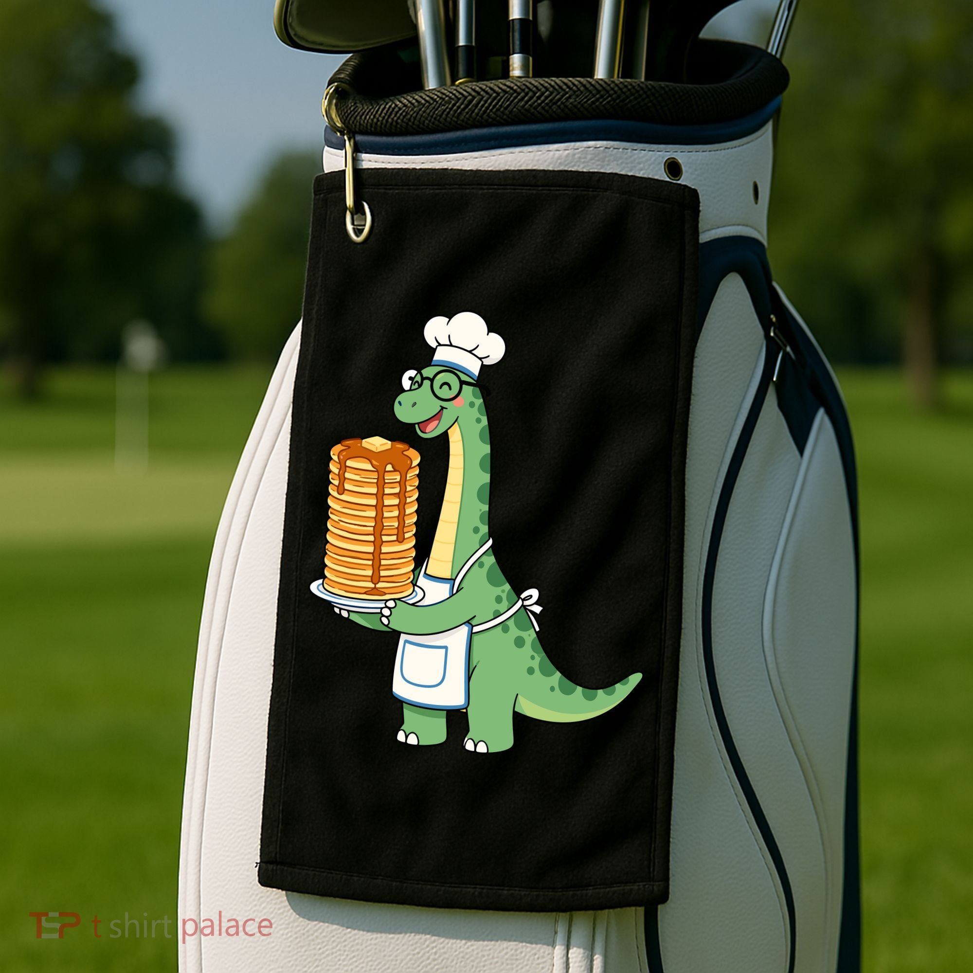 The Pancake Saurus Cute Funny Dinosaur Golf Towel
