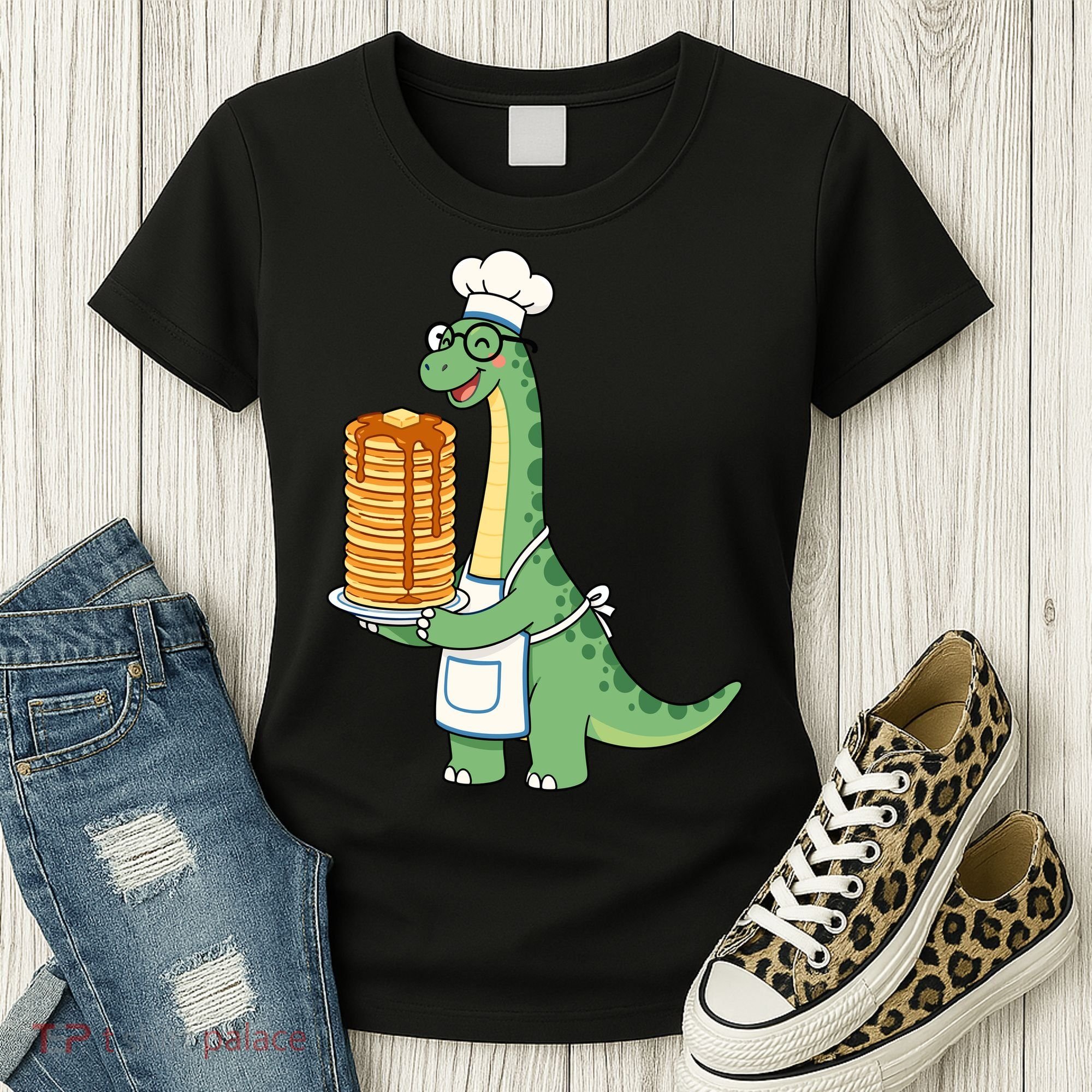 The Pancake Saurus Cute Funny Dinosaur Women's T-Shirt