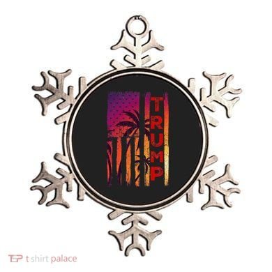 Trump Palm Tree Vintage Distressed American Flag At Sunset Ornament