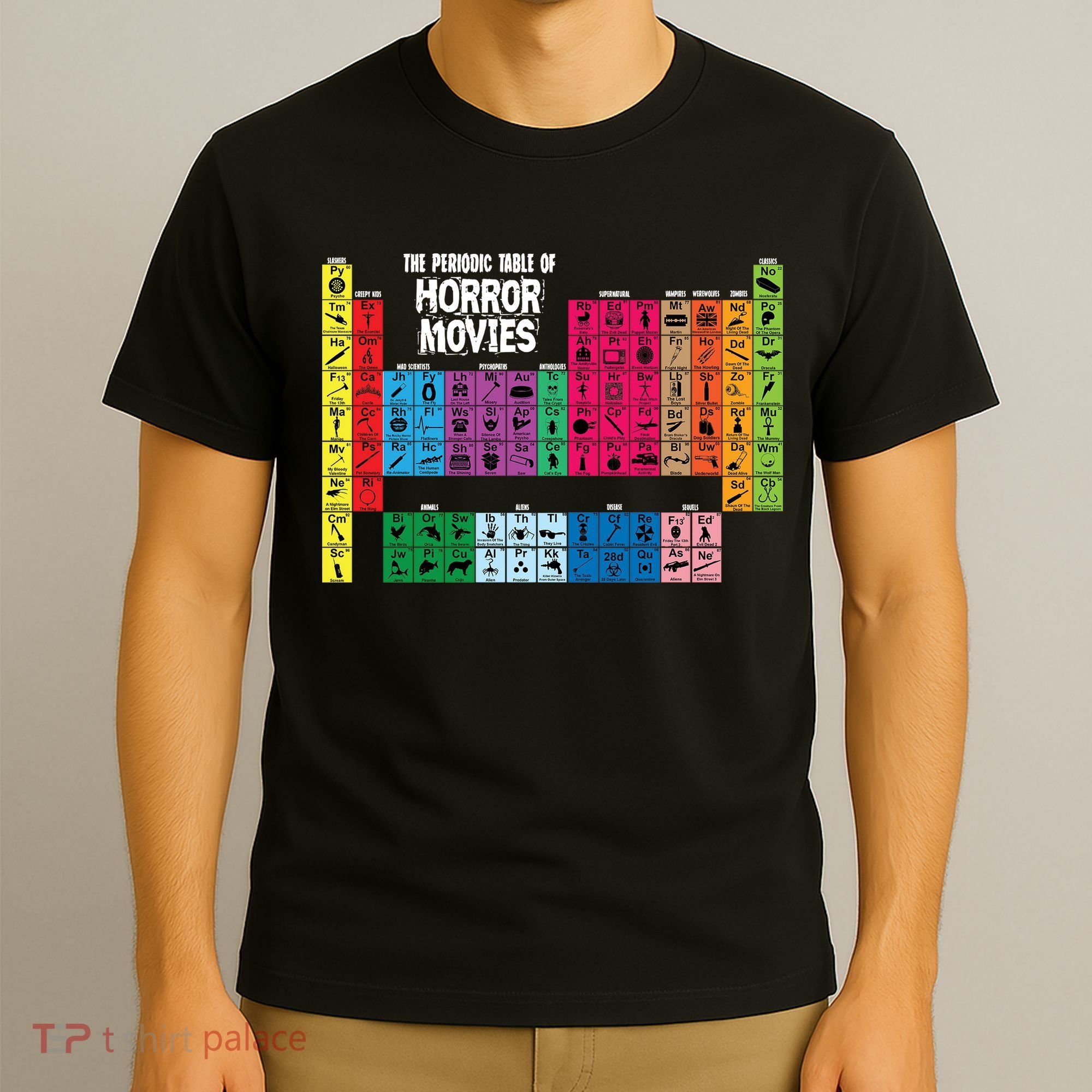 The Periodic Table Of Horror Movies Chemistry Science T-Shirt