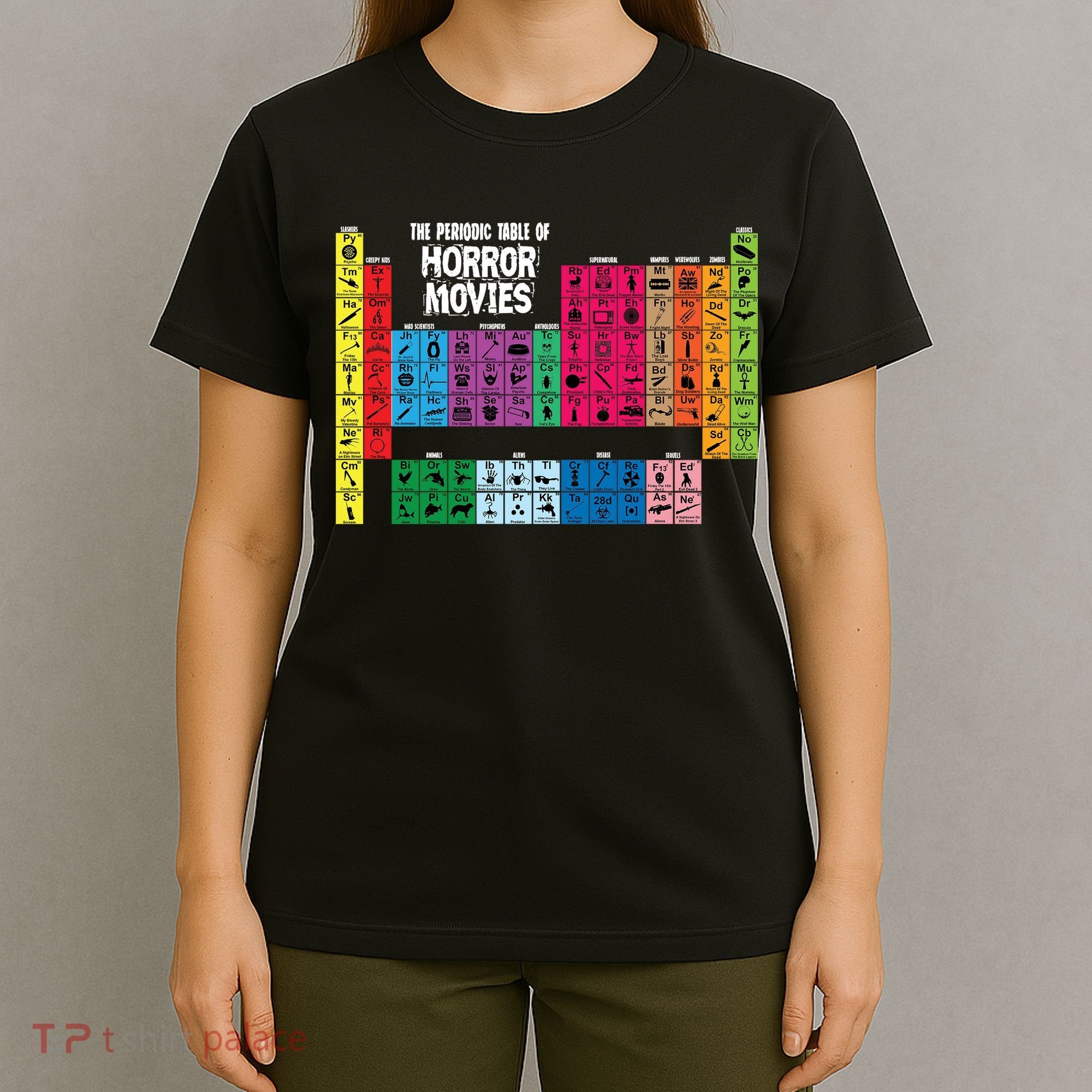 The Periodic Table Of Horror Movies Chemistry Science T-Shirt